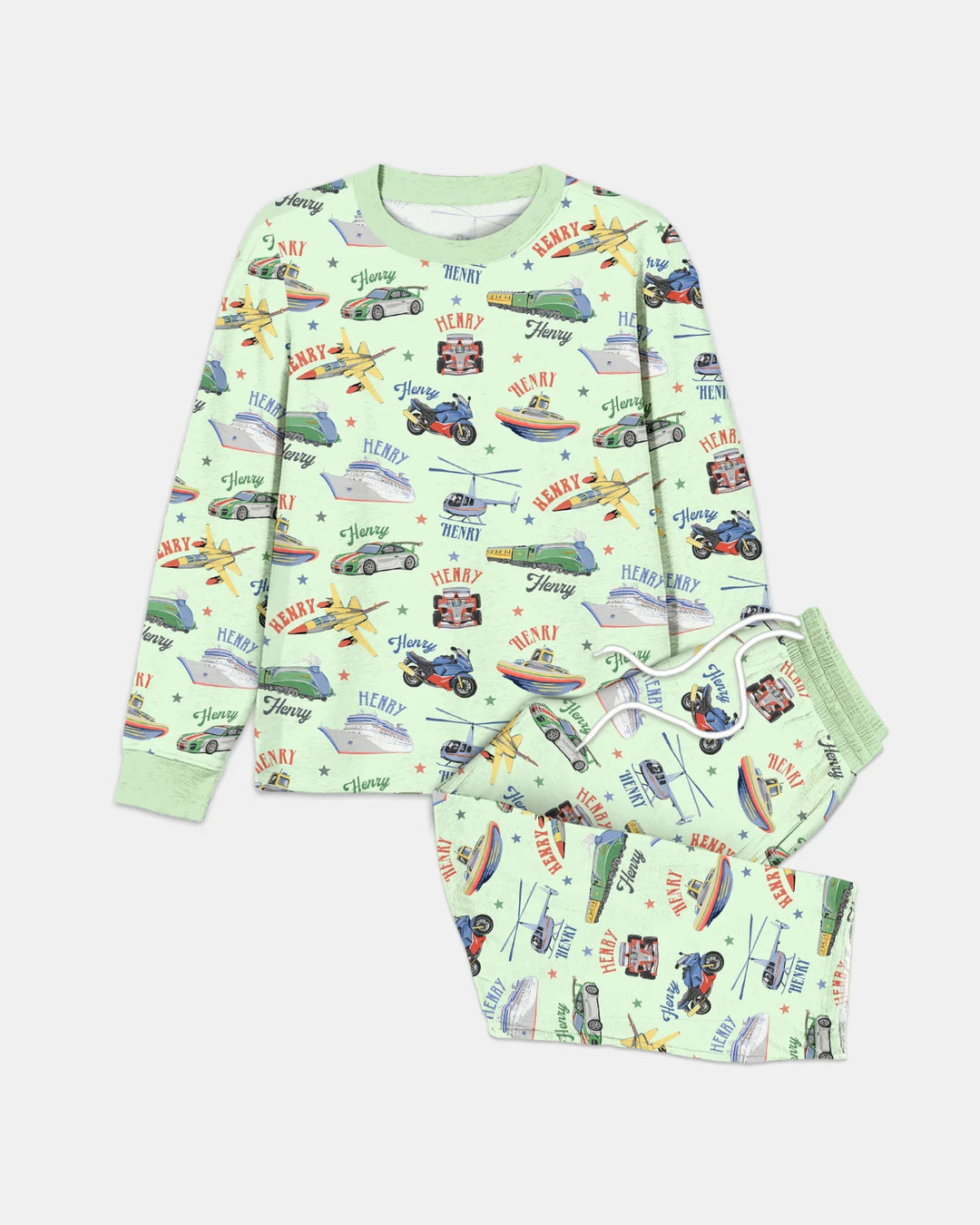 Conjunto de pijama de bambú para hombre a juego de padre e hijo con nombre personalizado Fast Lane