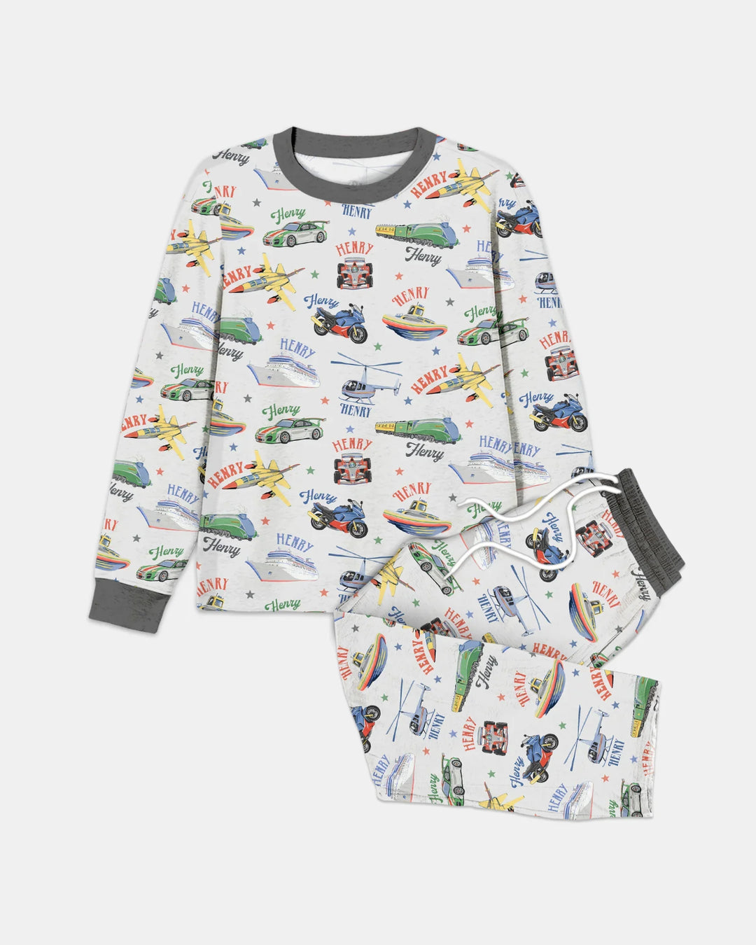 Conjunto de pijama de bambú para hombre a juego de padre e hijo con nombre personalizado Fast Lane