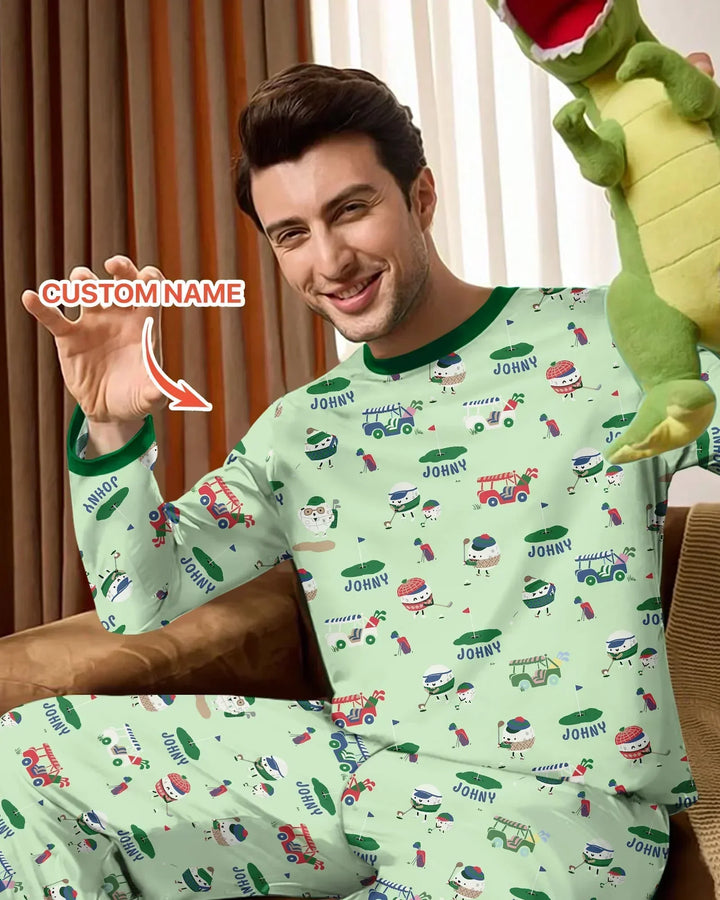 Cute Golf ball Men's Pajama Set
