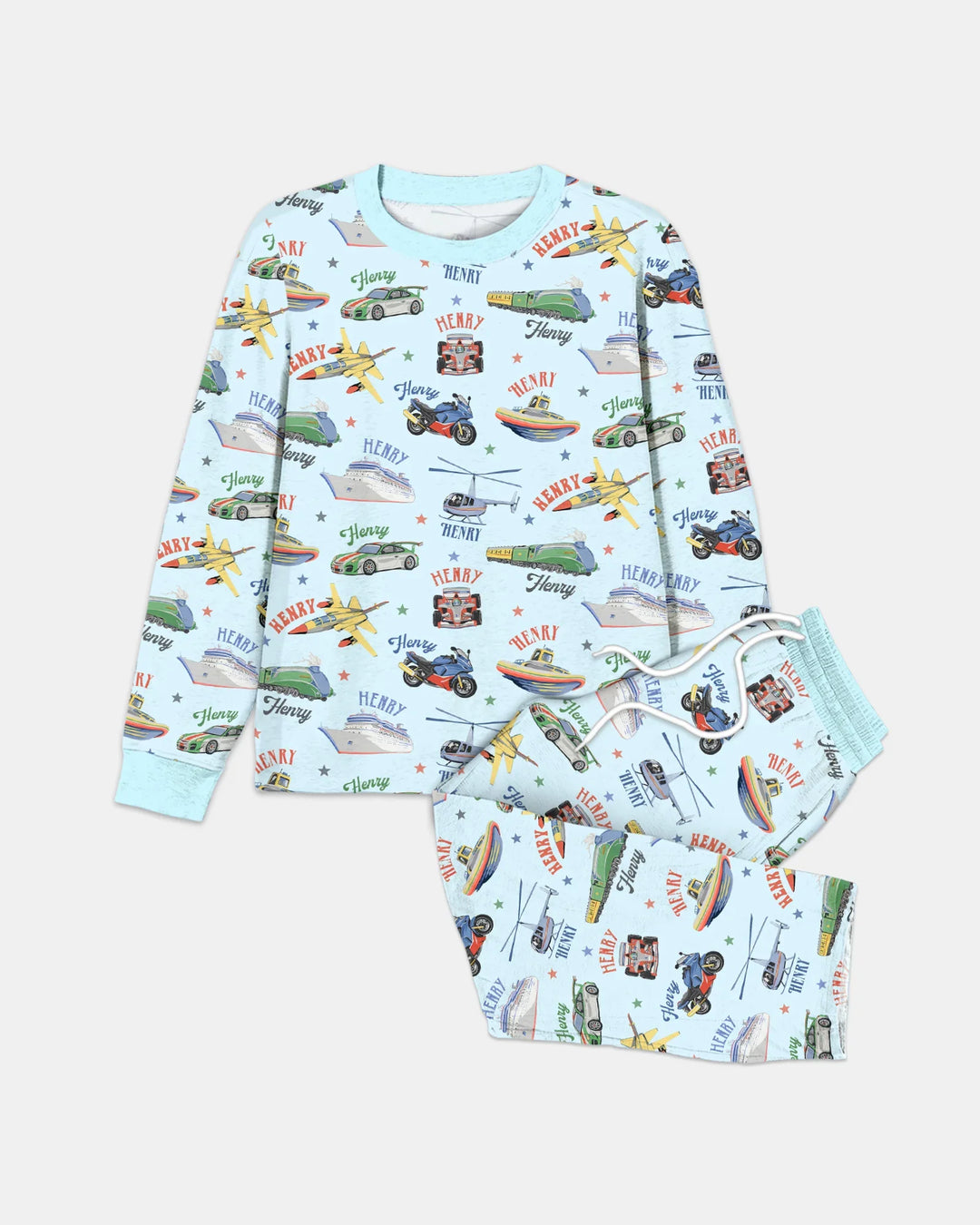 Conjunto de pijama de bambú para hombre a juego de padre e hijo con nombre personalizado Fast Lane