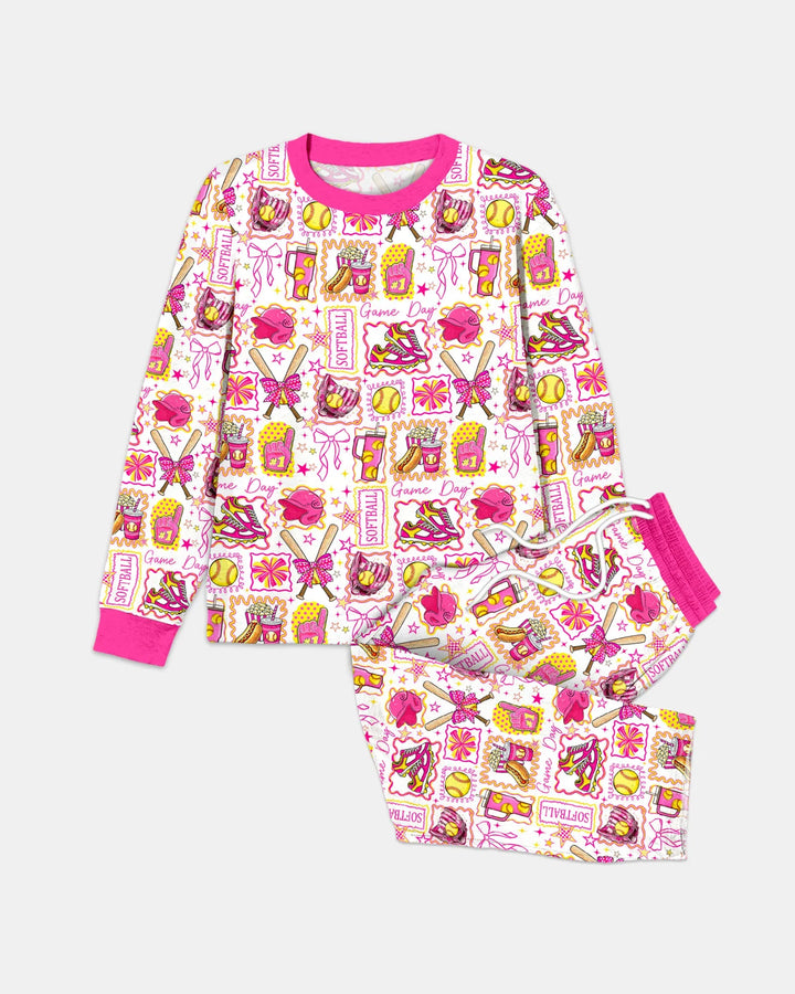 Conjunto de pijama de bambú para hombre de Pink Softball Game Day