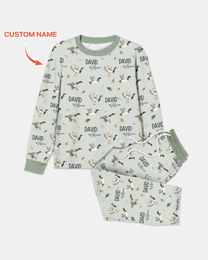 Custom Name Mallard Duck Bamboo Men's Pajama Set