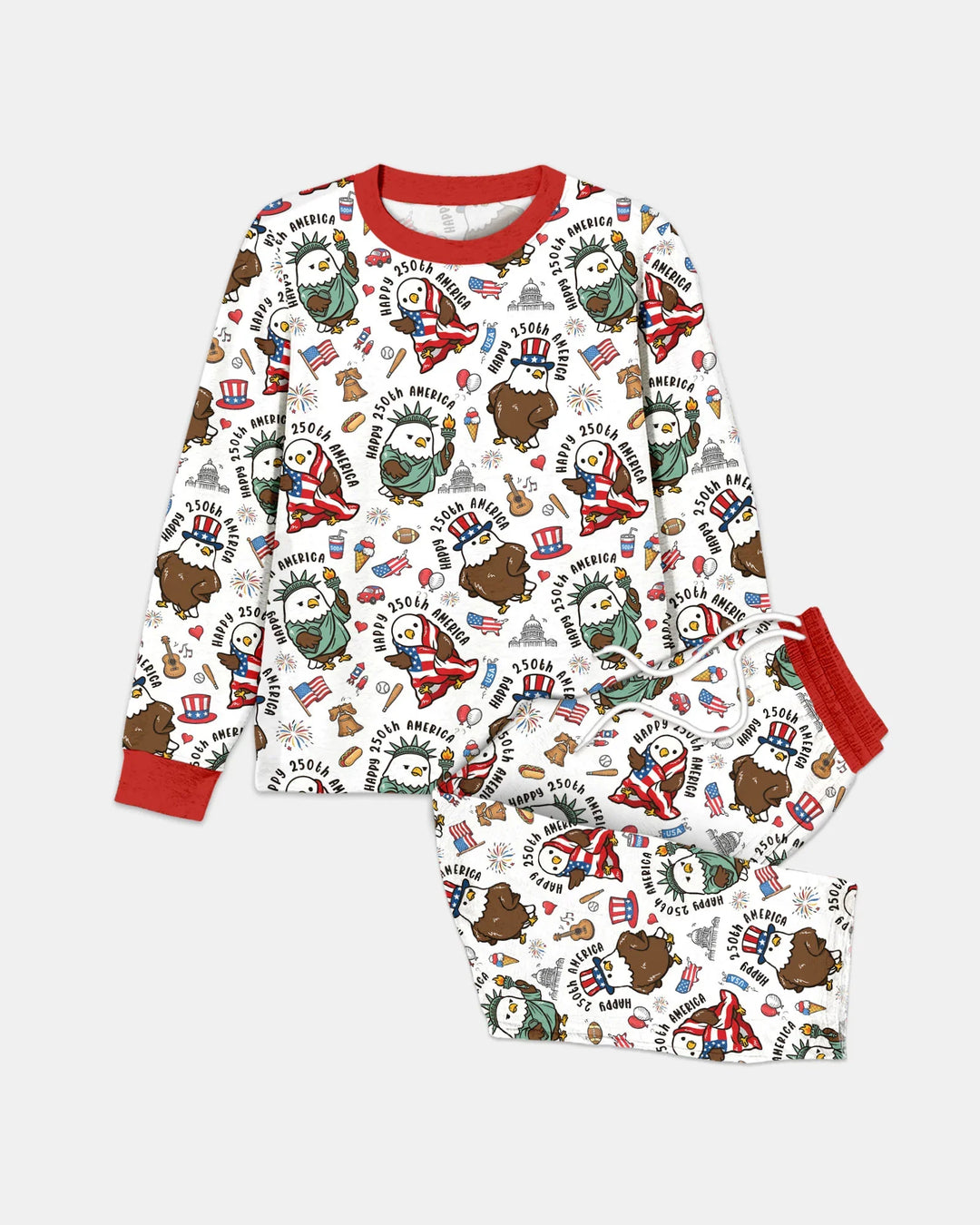 Happy 250th America Cute Patriotic Eagles Family Matching Bamboo Men's Pajama Set