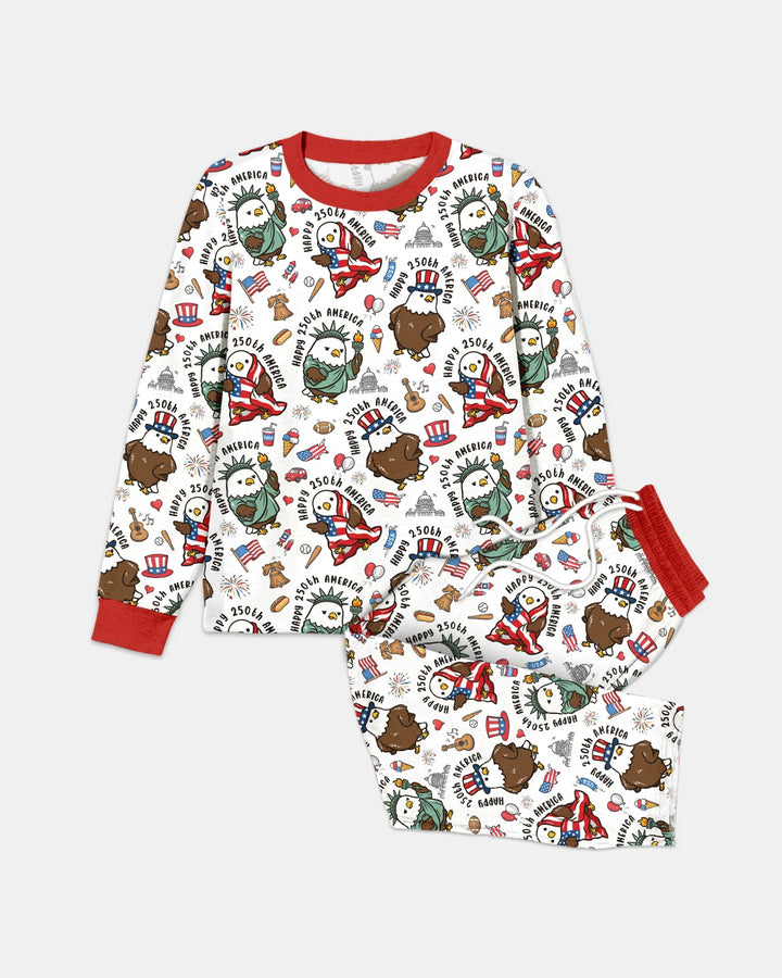 Happy 250th America Cute Patriotic Eagles Family Matching Bamboo Men's Pajama Set