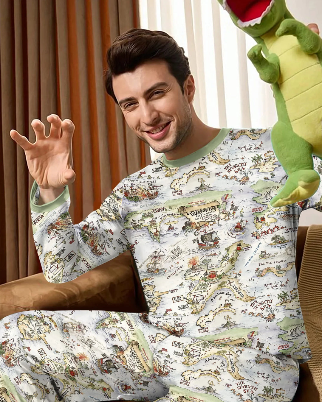 Pirate Treasure Map Daddy & Baby Matching Men's Pajama Set