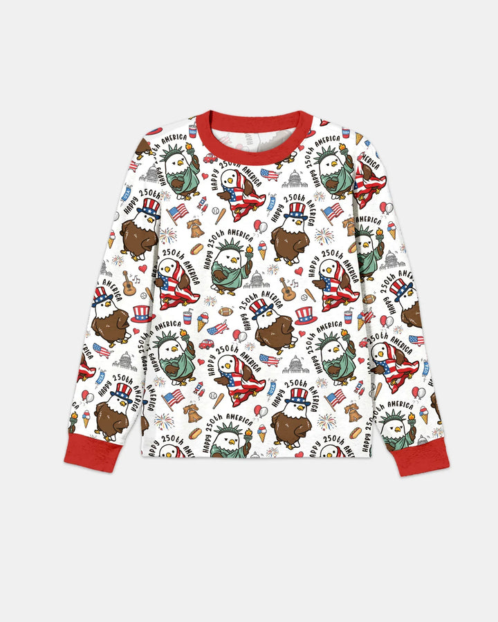 Happy 250th America Cute Patriotic Eagles Family Matching Bamboo Men's Pajama Set