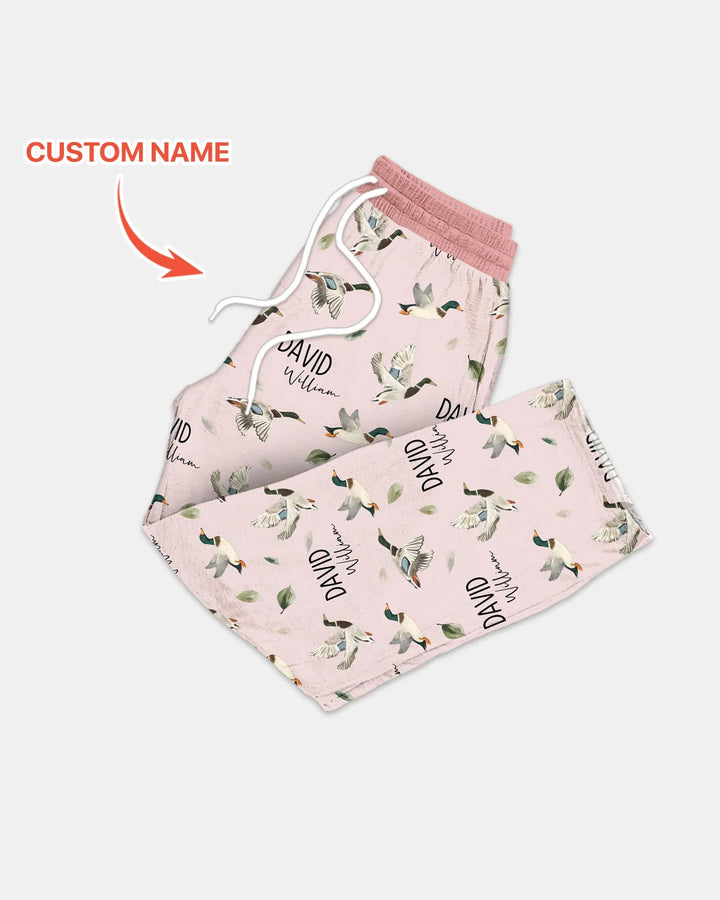 Custom Name Mallard Duck Bamboo Men's Pajama Set