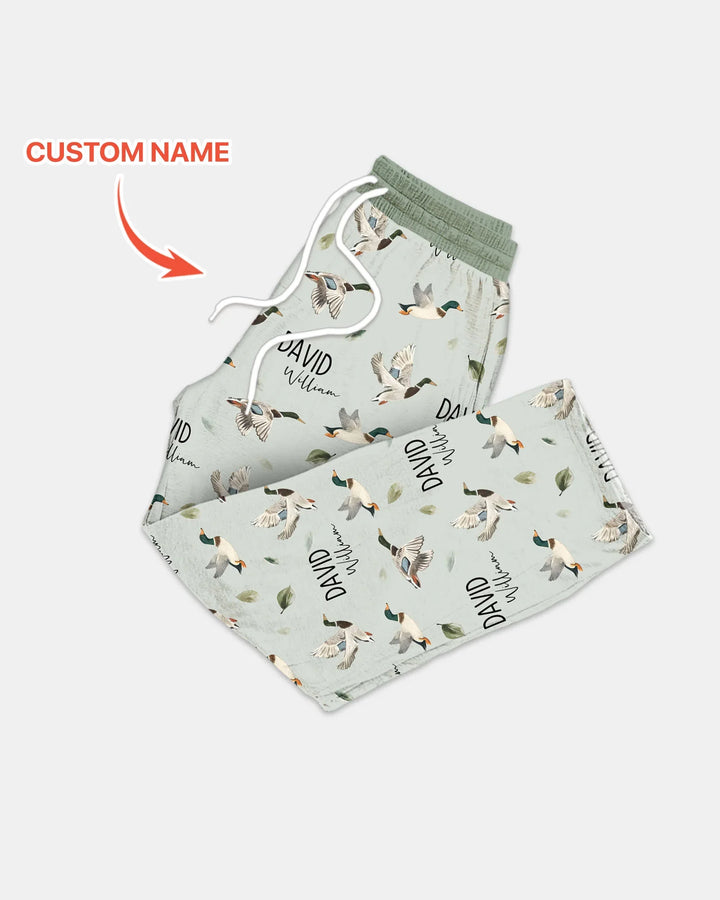 Custom Name Mallard Duck Bamboo Men's Pajama Set