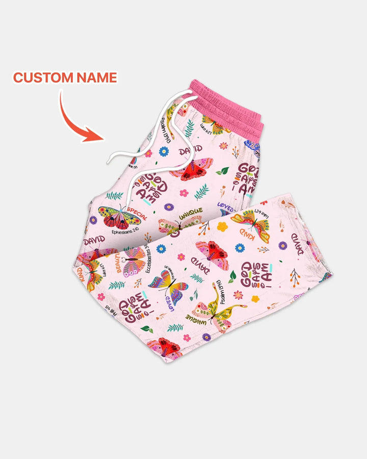 Custom Name God says I am Butterfly Bamboo Men's Pajama Set