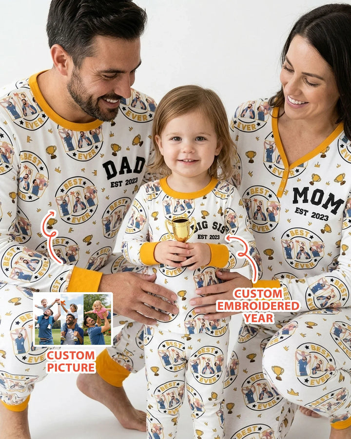 Conjunto de pijama de bambú bordado para mujer, personalizado, a juego para el Día del Padre