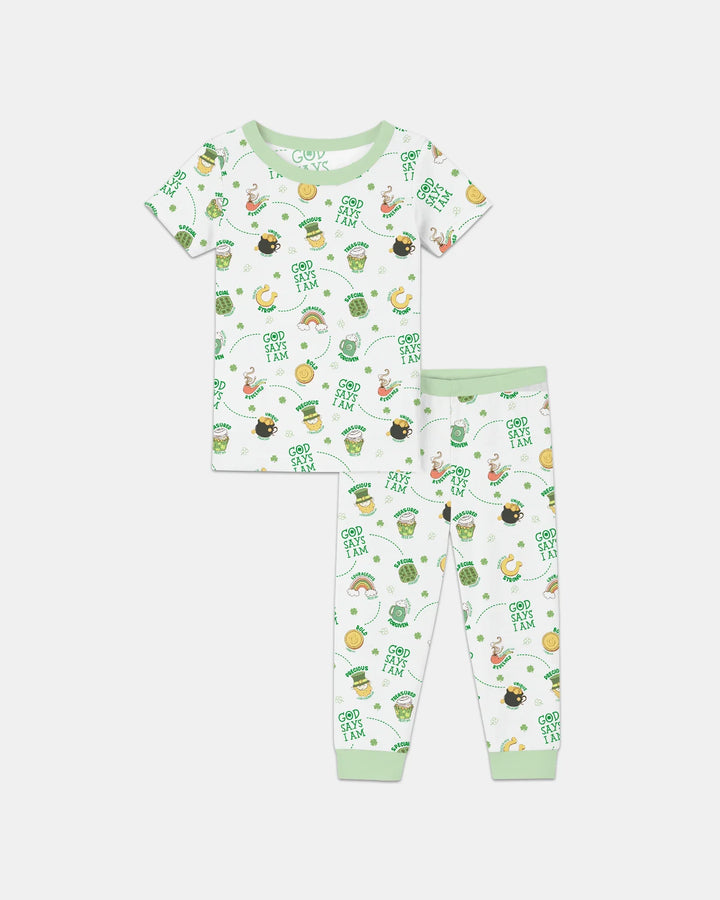 St Patrick's Day God Says I Am Two Piece Short Sleeve Pajama Set