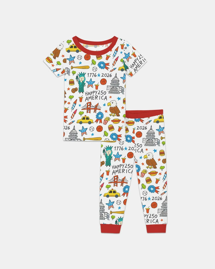 Happy 250 America 7626 Bamboo Two Piece Short Sleeve Pajama Set