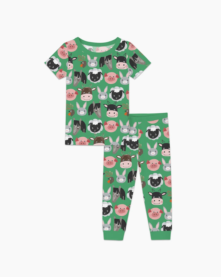 Farm Friends Family Matching Bamboo Two Piece Short Sleeve Pajama Set