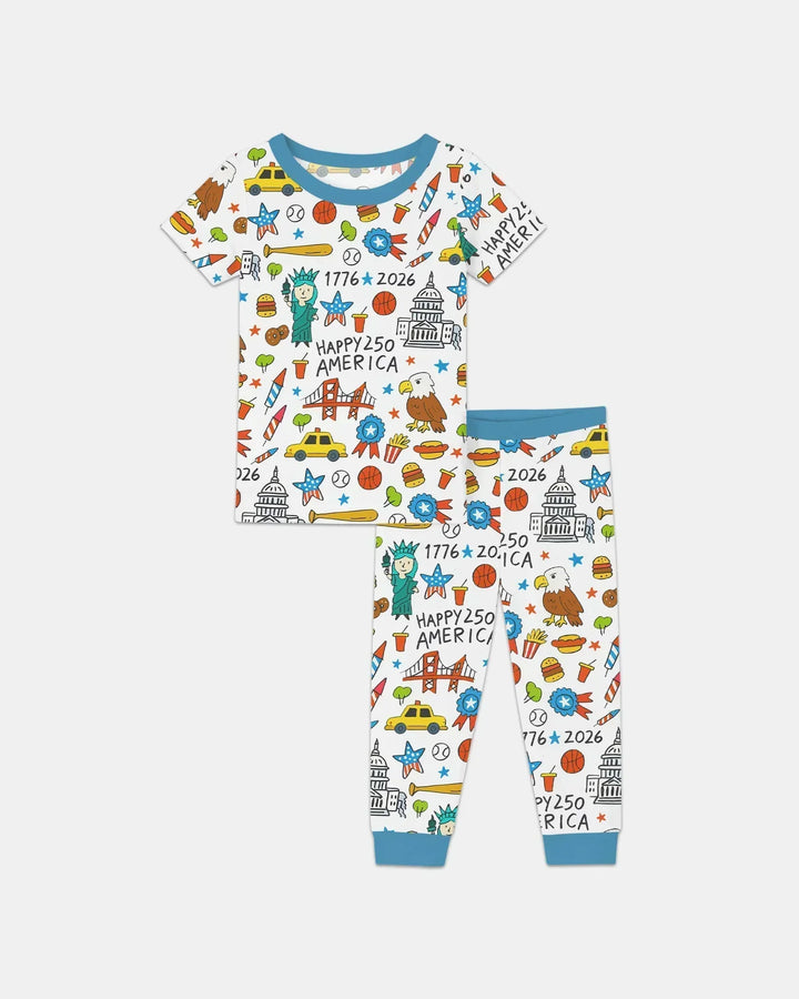 Happy 250 America 7626 Bamboo Two Piece Short Sleeve Pajama Set