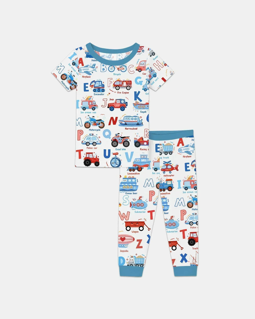 Patriotic Construction Bamboo Two Piece Short Sleeve Pajama Set
