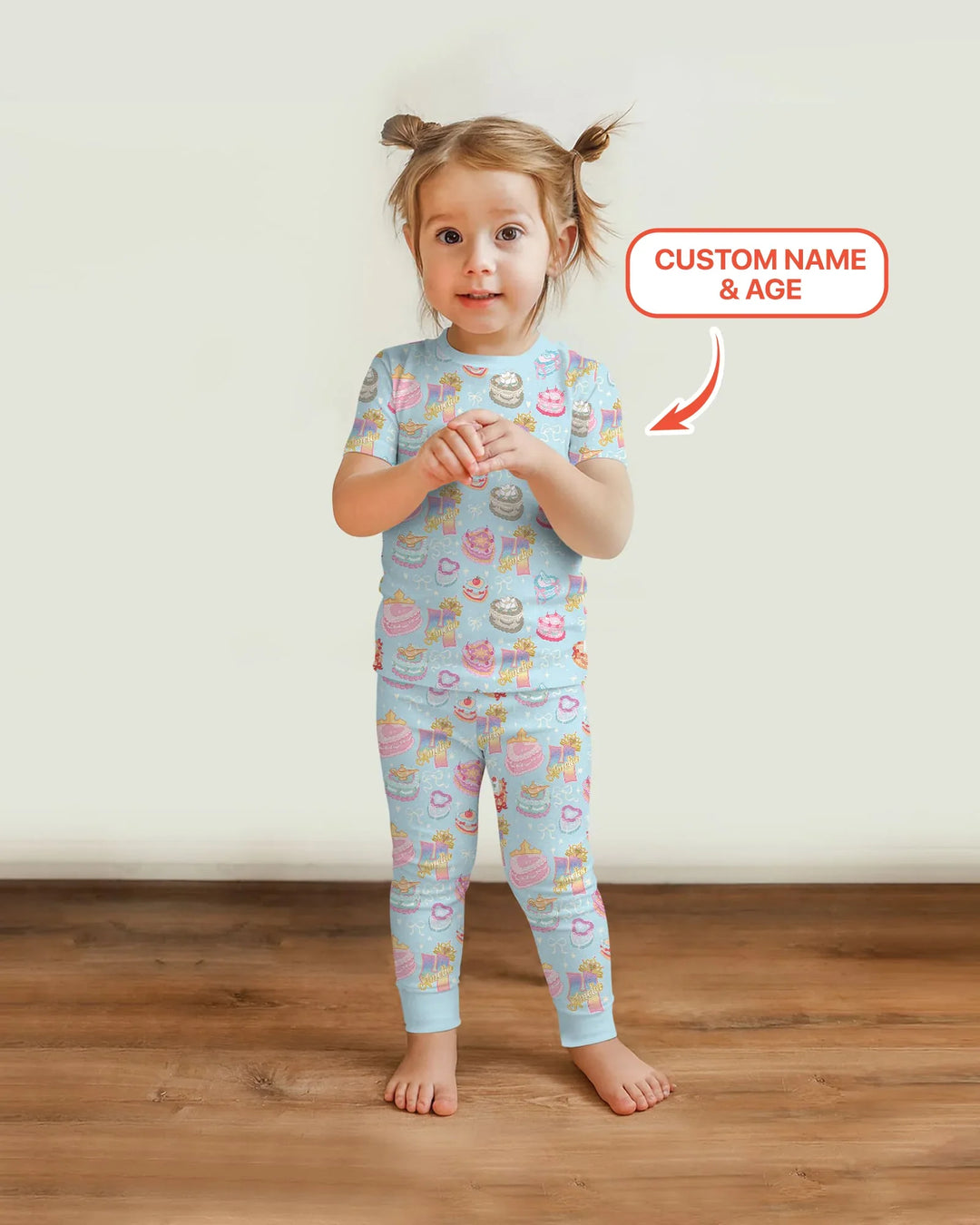 Custom Princess Baby Birthday Bamboo Two Piece Short Sleeve Pajama Set