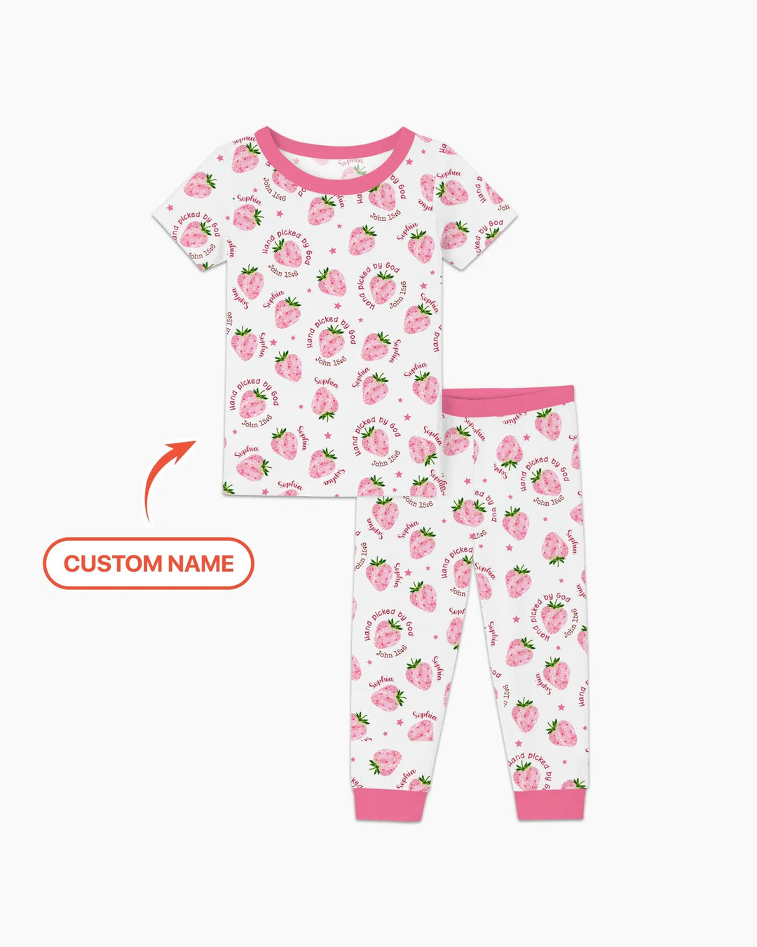 Hand Picked By God Custom Name Bamboo Two Piece Short Sleeve Pajama Set