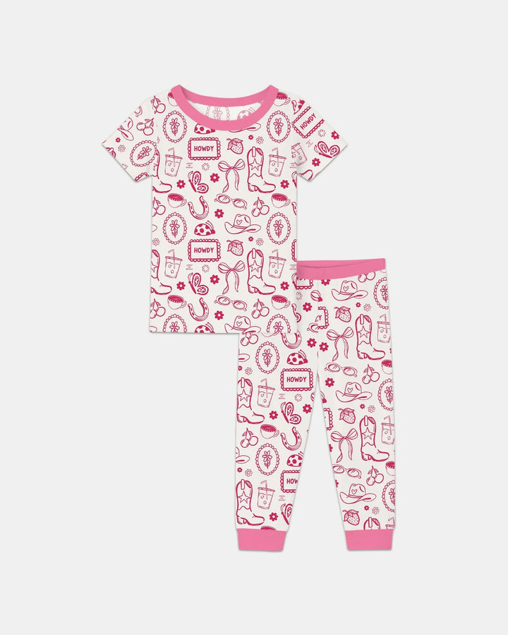 Doodle Wild West Cowgirl Bamboo Two Piece Short Sleeve Pajama Set