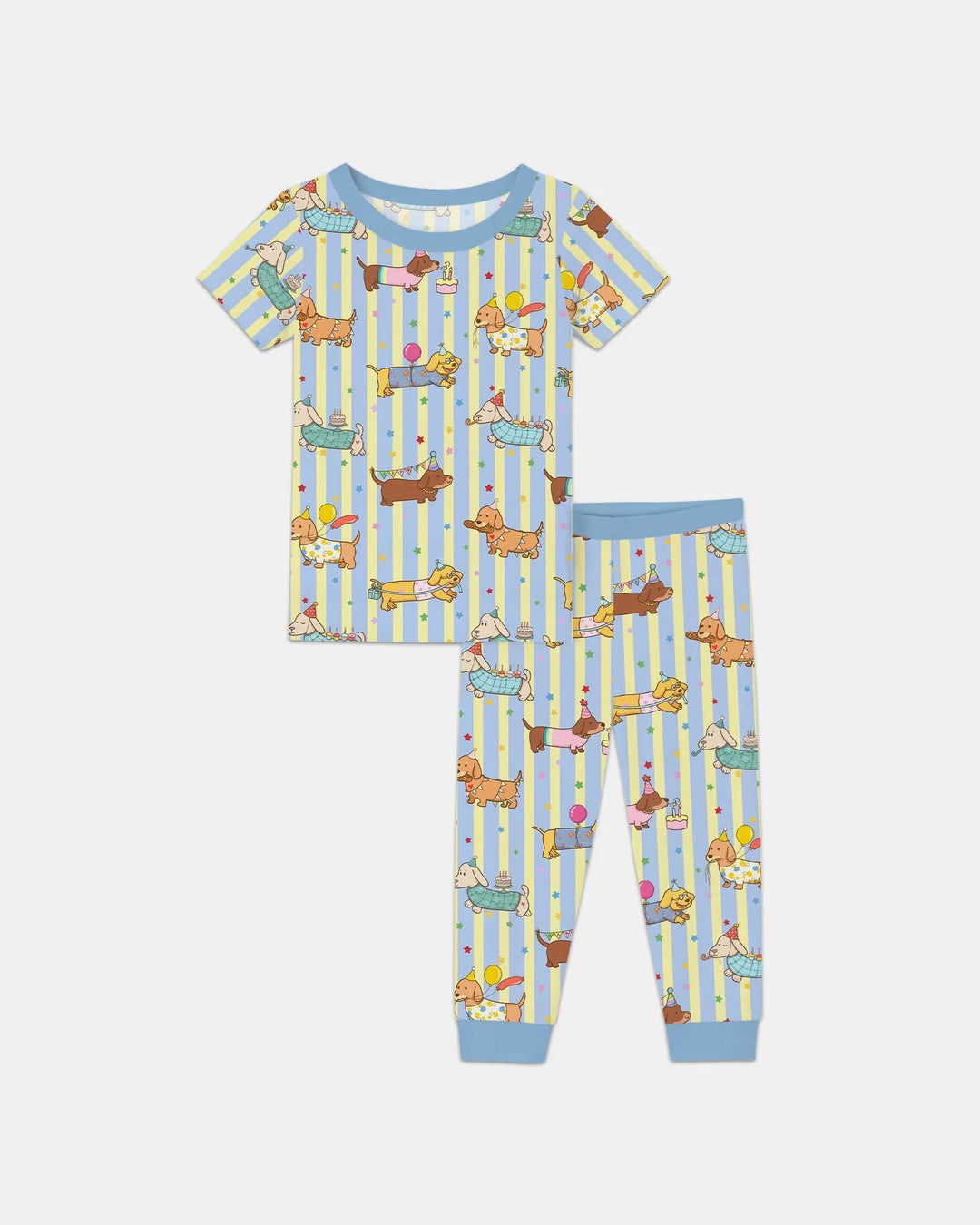 Custom Name Birthday Dachshund Bamboo Two Piece Short Sleeve Pajama Set
