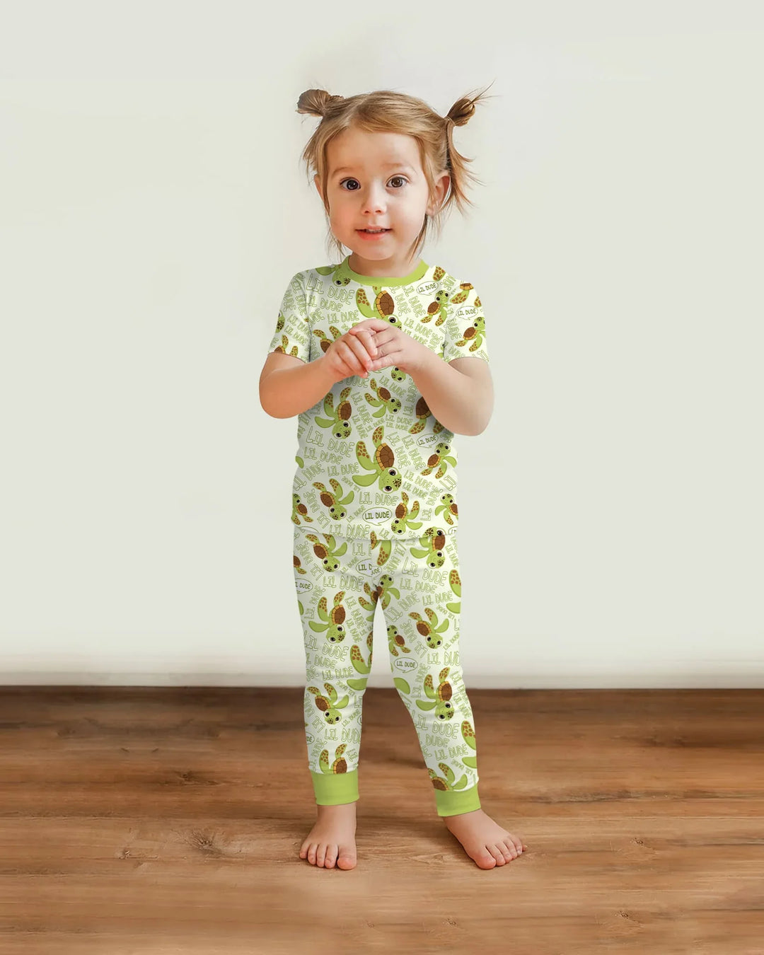 Conjunto de pijama de dos piezas de tortugas y bambú de manga corta para padre e hijo