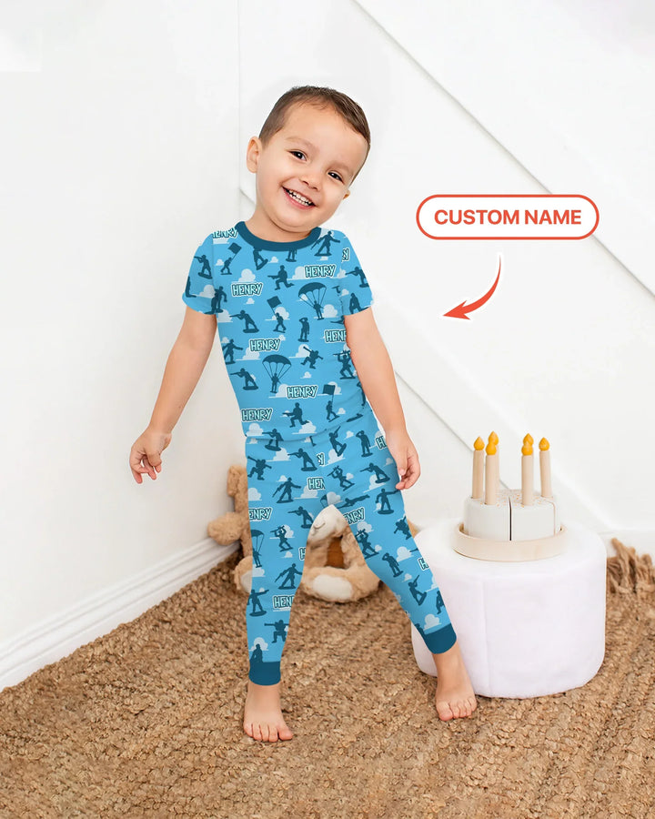 Army Men Memorial Day Bamboo Two Piece Short Sleeve Pajama Set