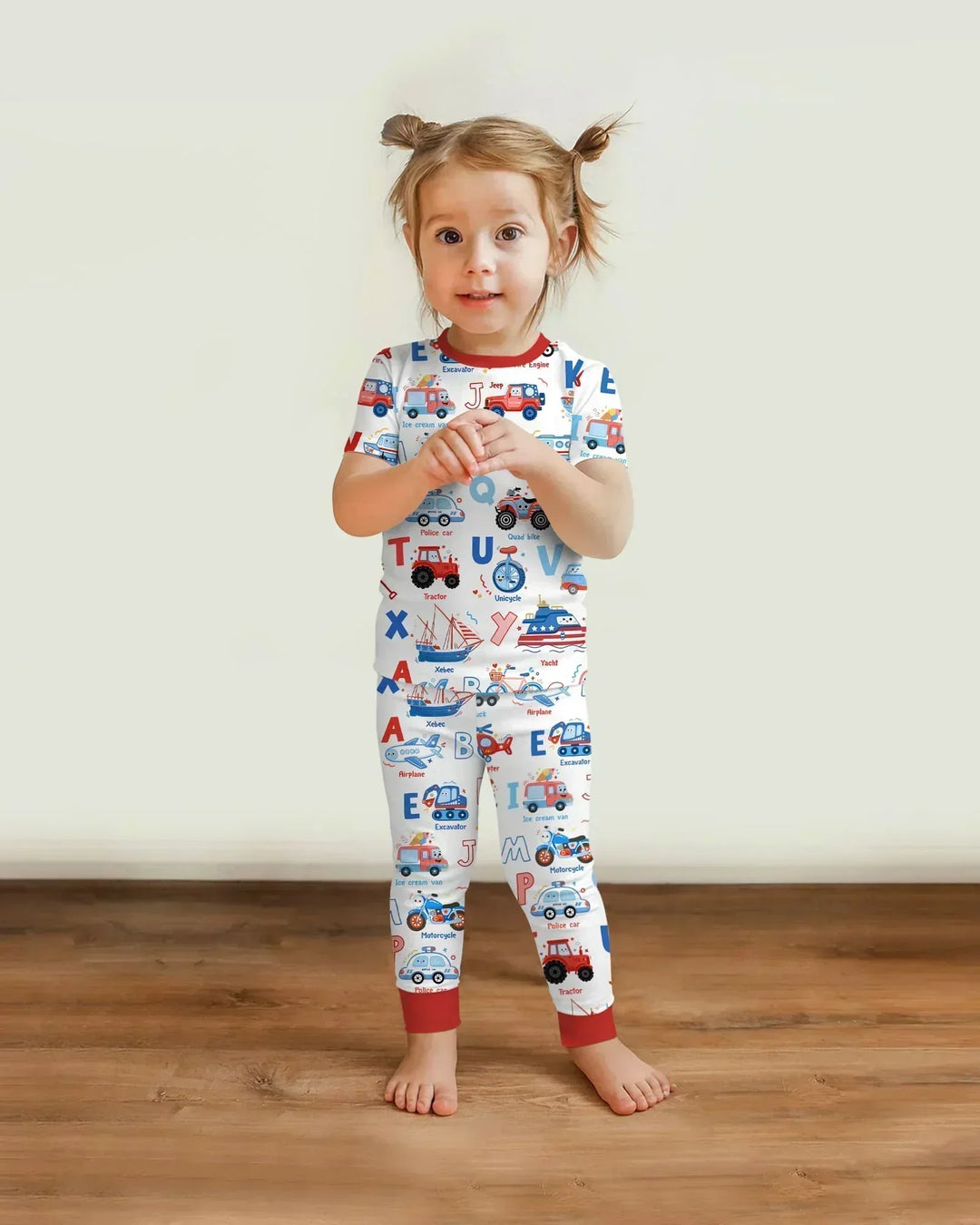 Patriotic Construction Bamboo Two Piece Short Sleeve Pajama Set