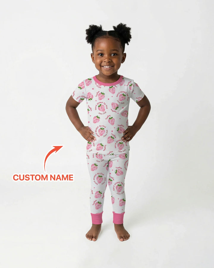 Hand Picked By God Custom Name Bamboo Two Piece Short Sleeve Pajama Set