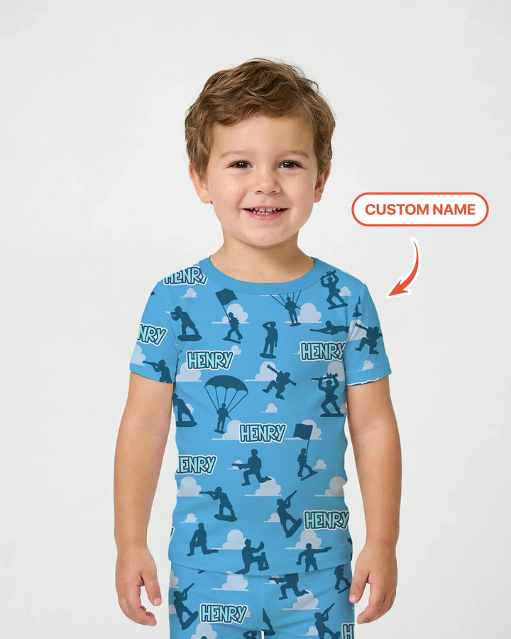 Army Men Memorial Day Bamboo Two Piece Short Sleeve Pajama Set