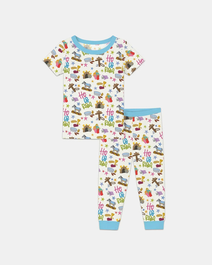 Bible Story Easter Family Matching Two Piece Short Sleeve Pajama Set