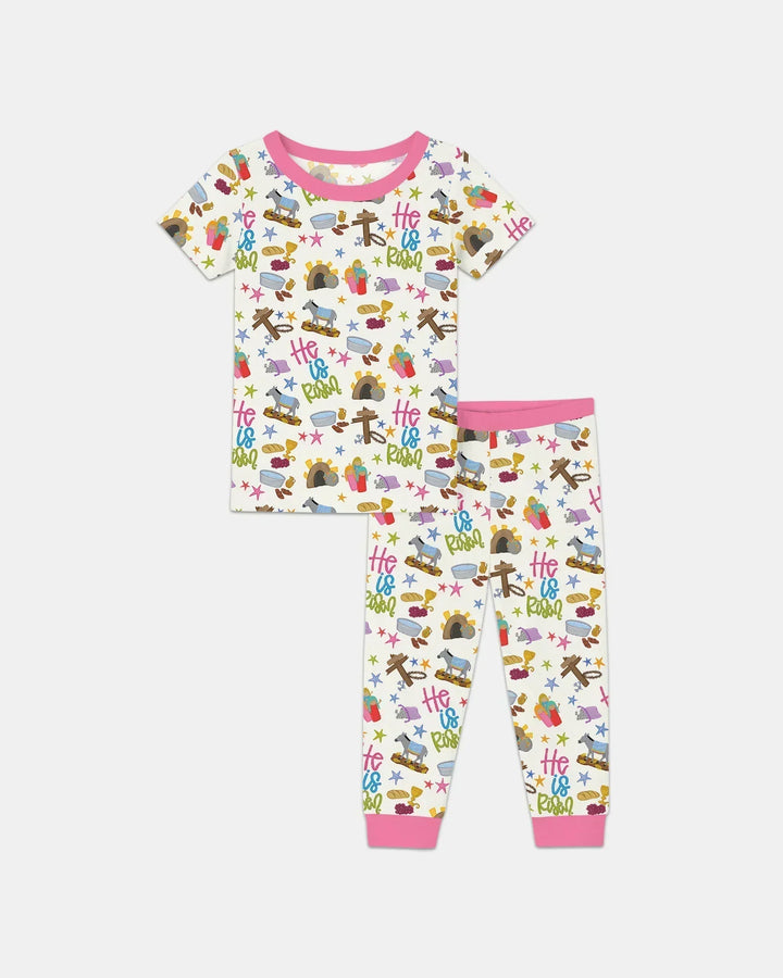 Bible Story Easter Family Matching Two Piece Short Sleeve Pajama Set