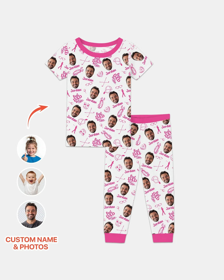 Custom Photo Best Dad By Par Bamboo Two Piece Short Sleeve Pajama Set