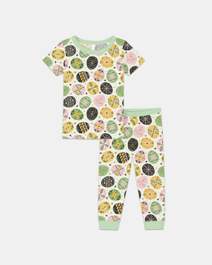Pysanky Eggs Family Matching Two Piece Short Sleeve Pajama Set