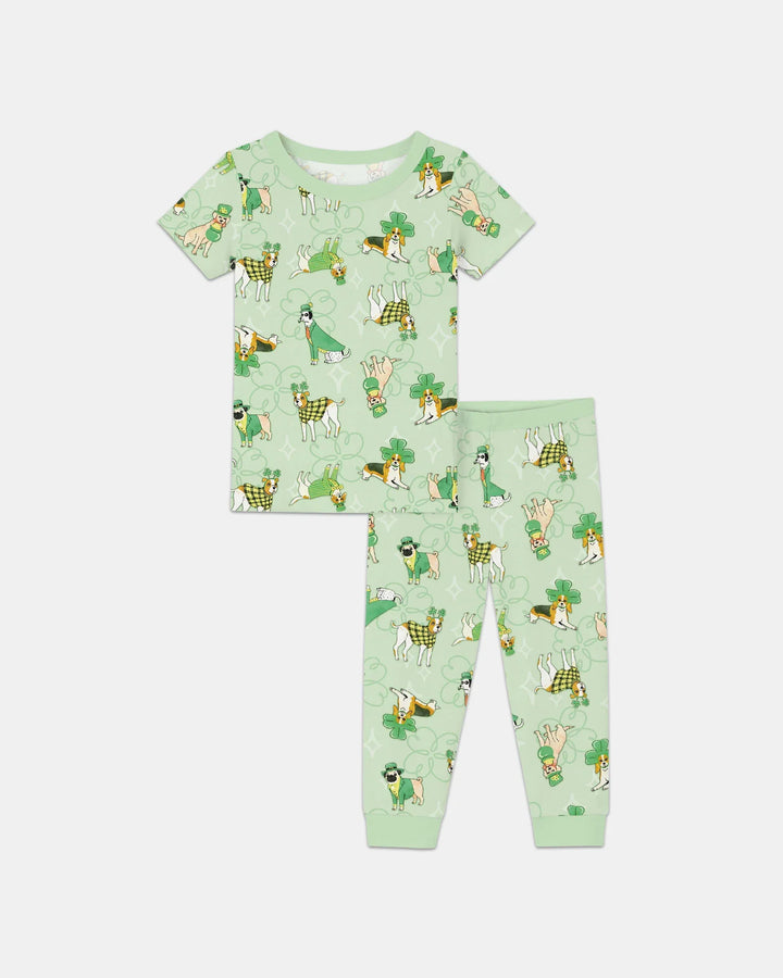 St. Patrick's Day Puppies Two Piece Short Sleeve Pajama Set