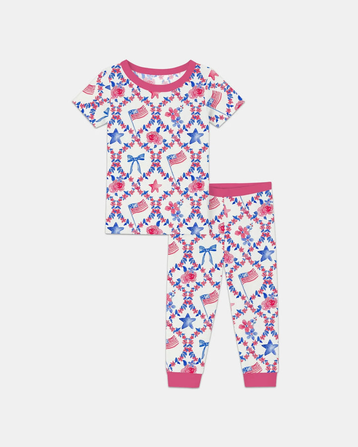 Americana Bloom Two Piece Short Sleeve Pajama Set