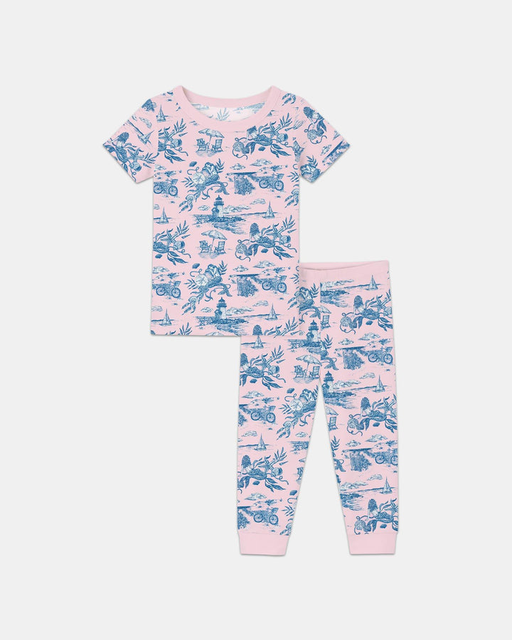 Summer Toile Bamboo Two Piece Short Sleeve Pajama Set