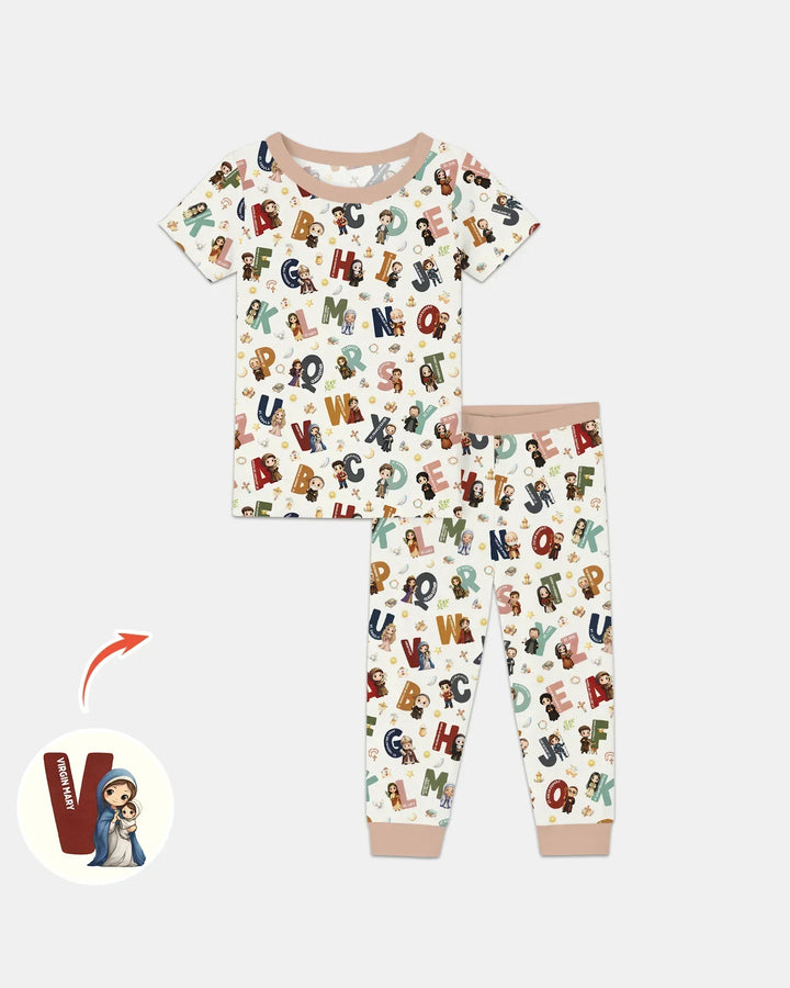Catholic Saint ABCs Two Piece Short Sleeve Pajama Set