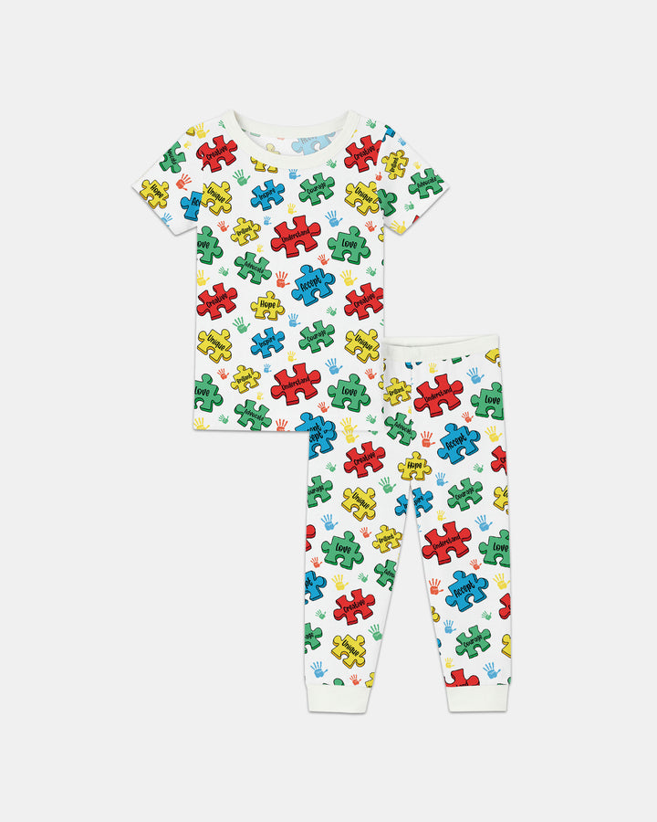 Puzzle You Are Two Piece Short Sleeve Pajama Set