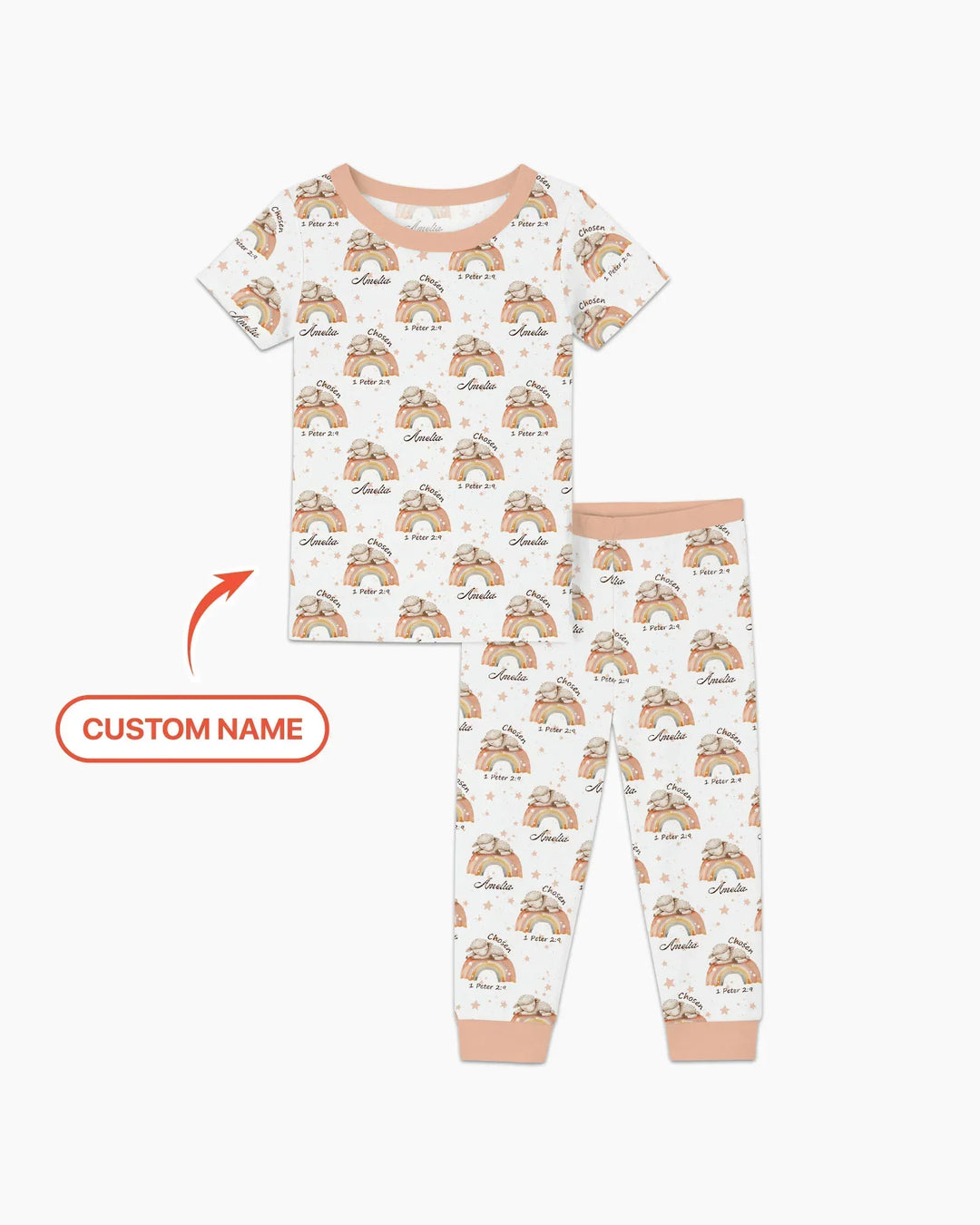Chosen As His Own Custom Name Bamboo Two Piece Short Sleeve Pajama Set