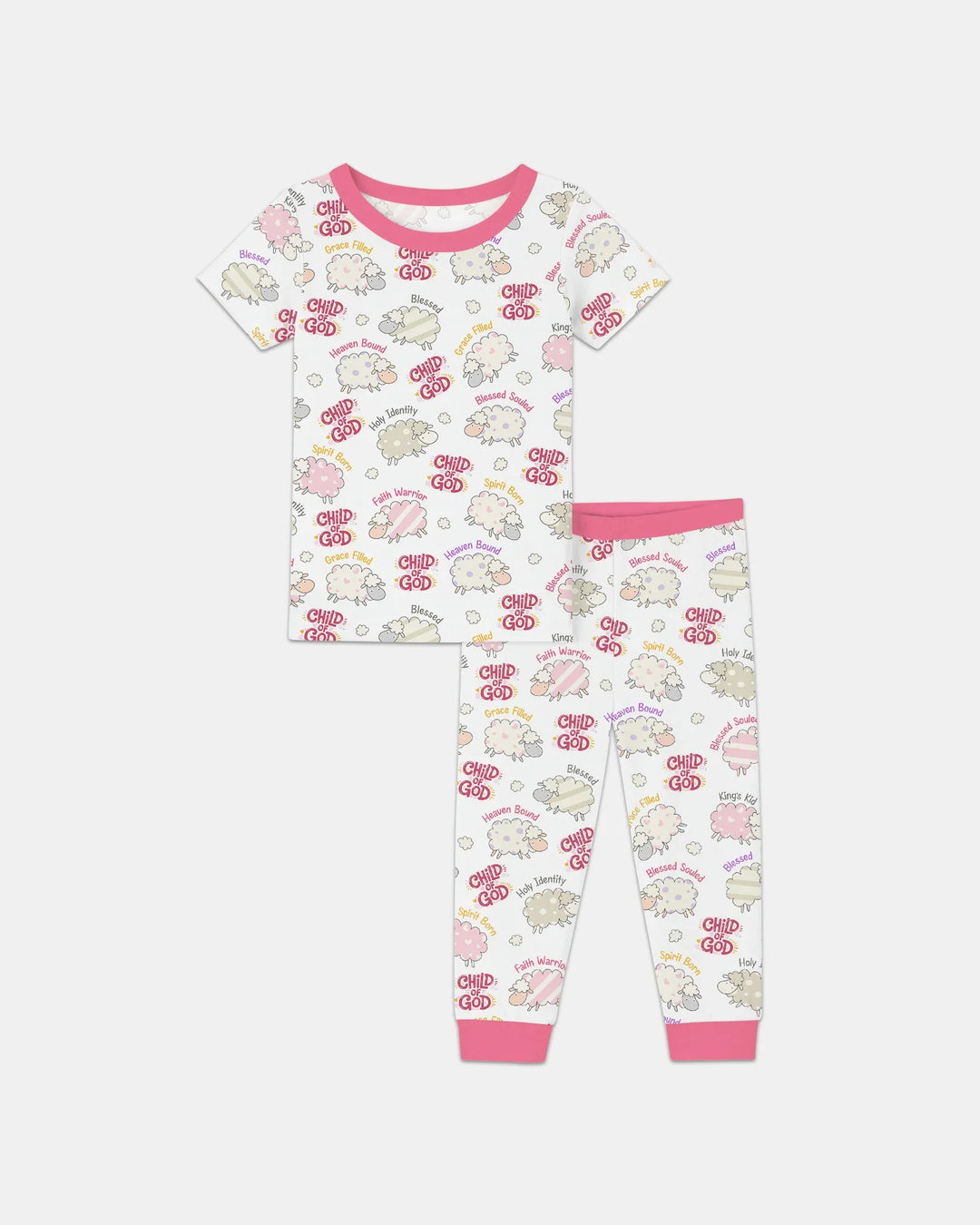 Conjunto de pijama de dos piezas de bambú de manga corta "Una niña de Dios"
