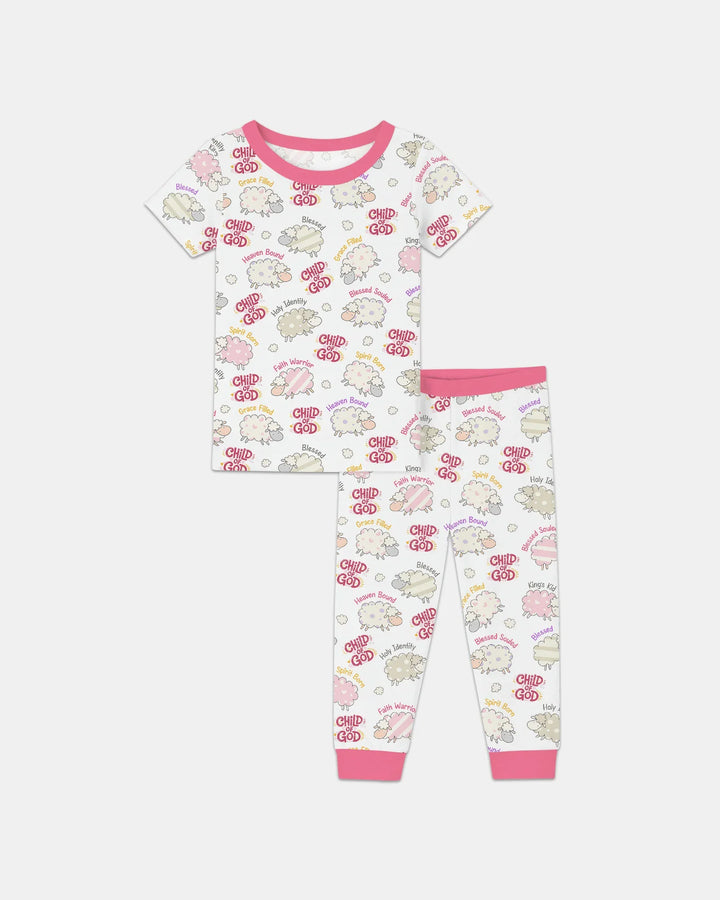 Conjunto de pijama de dos piezas de bambú de manga corta "Una niña de Dios"