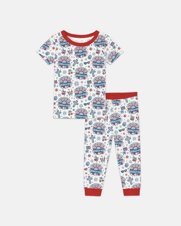 One Nation Under God Family Matching Bamboo Two Piece Short Sleeve Pajama Set