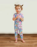 Little Flower Garden Matching Bamboo Two Piece Short Sleeve Pajama Set