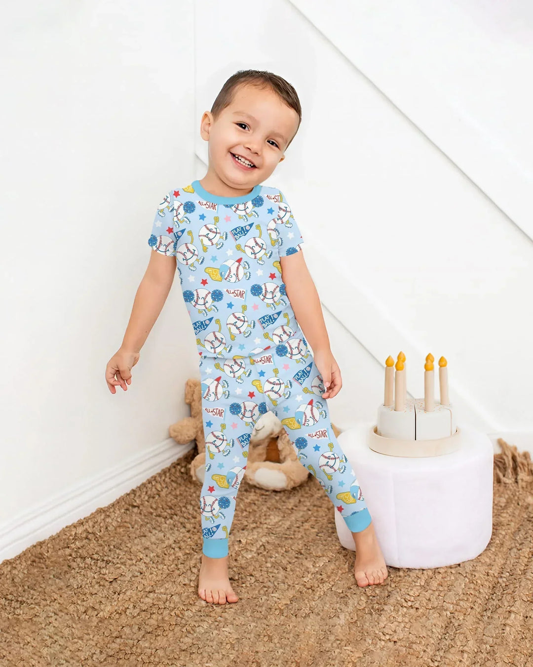 Baseball Crew Two Piece Short Sleeve Pajama Set