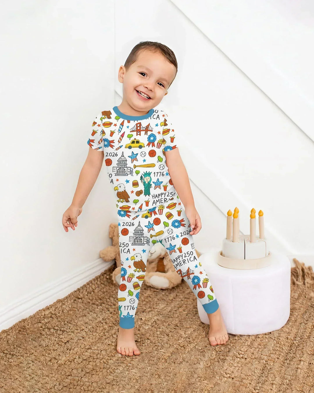 Happy 250 America 7626 Bamboo Two Piece Short Sleeve Pajama Set