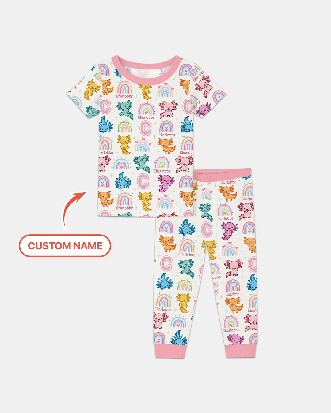 Axololt Custom Name Two Piece Short Sleeve Pajama Set