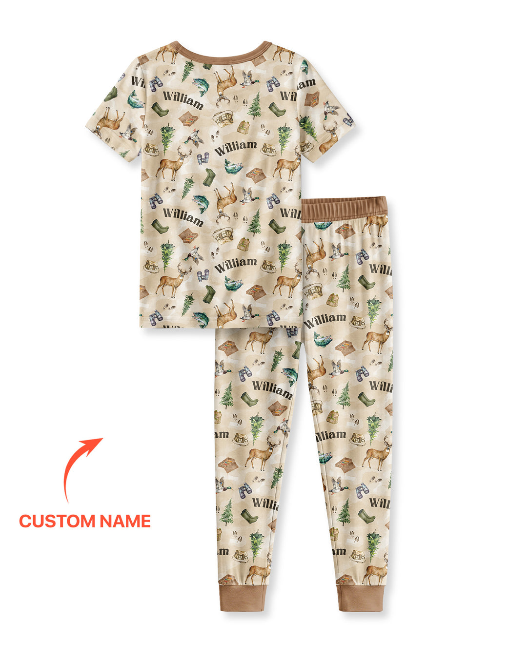 Personalized Funny Hunting Bamboo Two Piece Short Sleeve Pajama Set
