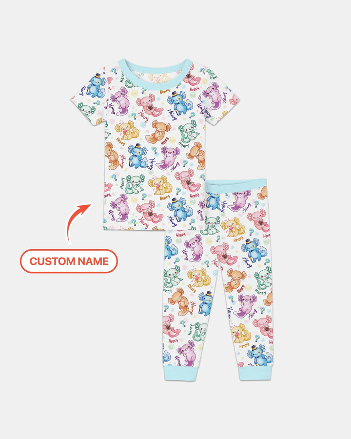 Juego de pijama de dos piezas de manga corta de bambú con motivo de ajolote