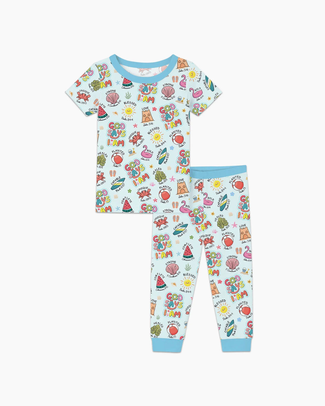 Ocean Breeze, God Says I Am  Bamboo Two Piece Short Sleeve Pajama Set