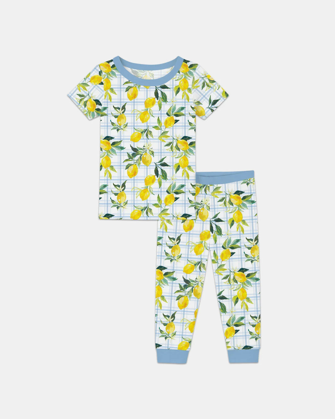 Conjunto de pijama de dos piezas de bambú de manga corta a juego familiar Limones Mediterráneos