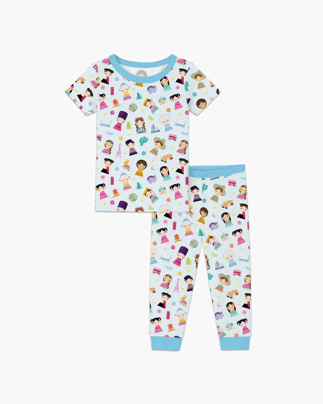 Tiny Friends Around the World Bamboo Two Piece Short Sleeve Pajama Set